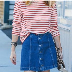 “Refuge” brand, Button-front, seamed denim mini skirt - juniors size L